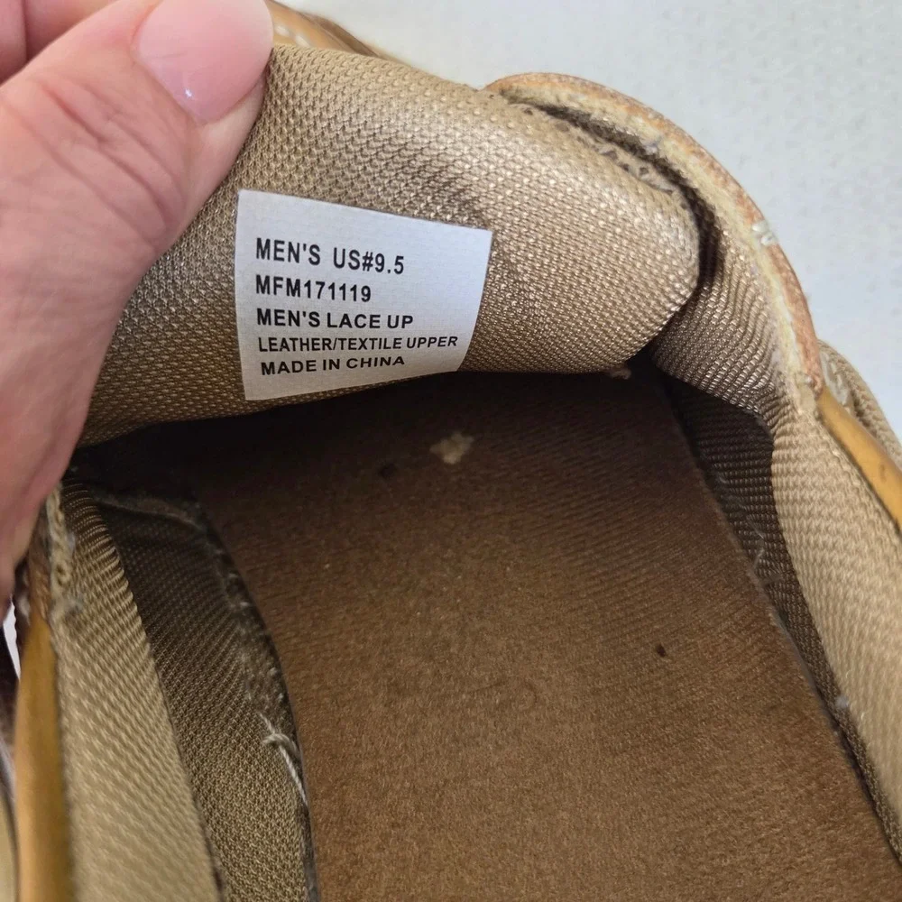 Margaritaville Mens Tan Leather Mesh Boat Shoes MFM171119 Size 9.5